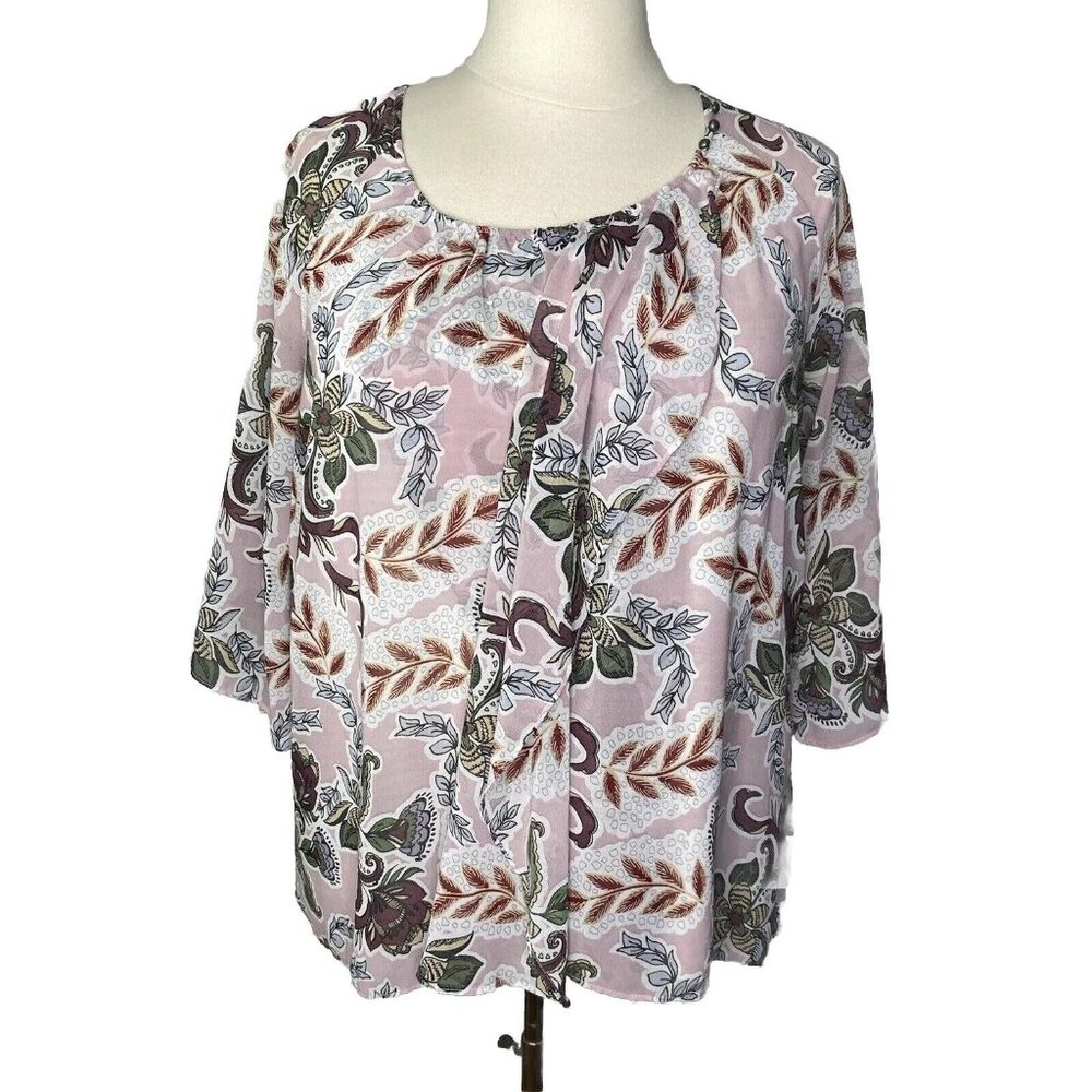 Democracy Women’s 3/4 sleeve Blouse Size 2x mutlicolred